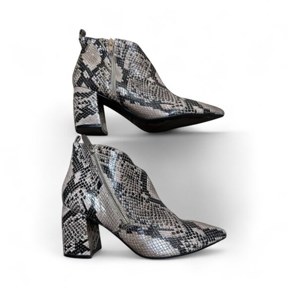 Marc Fisher Snake Print Leather Block Heel Boots – Size 8.5M - Picture 1 of 5
